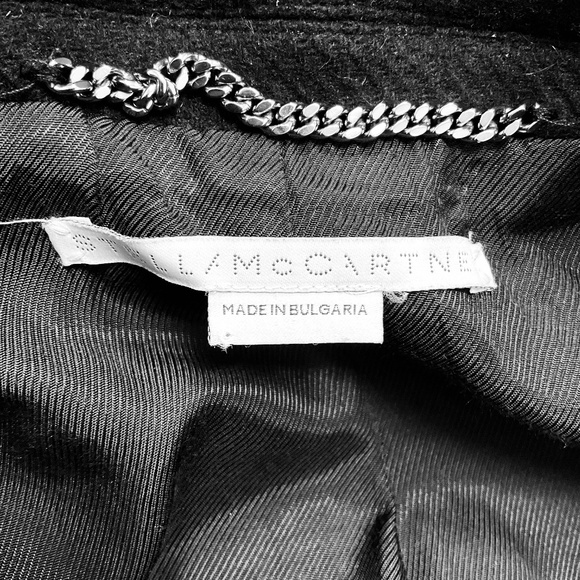 STELLA MCCARTNEY BLACK STRUCTURED ONE BUTTON WOOL COAT - Picture 4 of 5